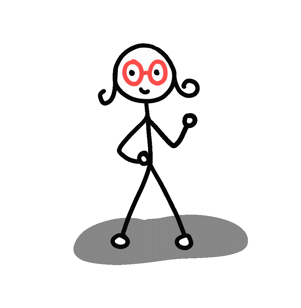 waving character with red glasses
